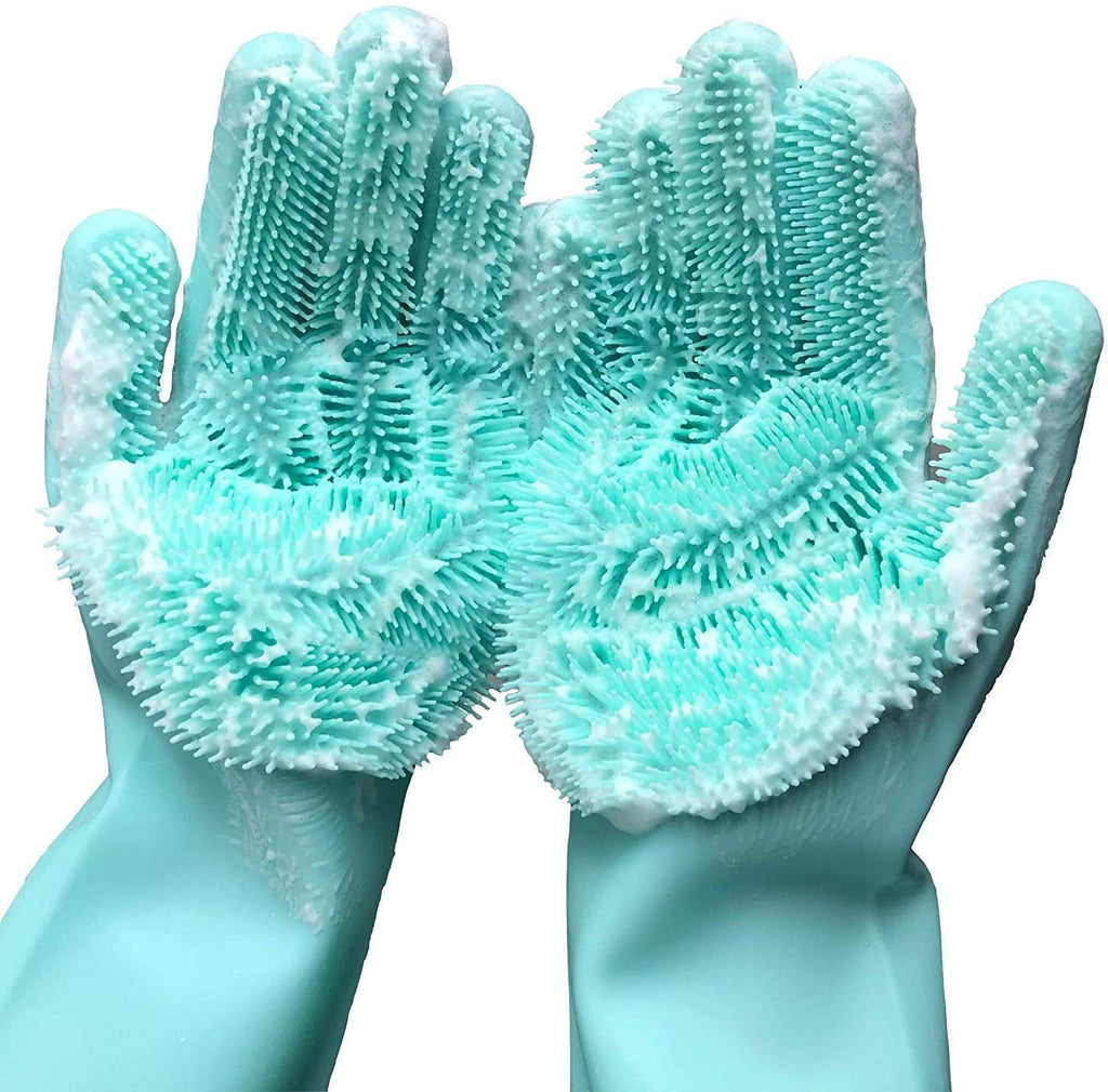 Reusable Cleaning Gloves with Scrubber