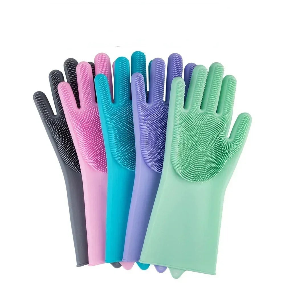 Reusable Cleaning Gloves with Scrubber