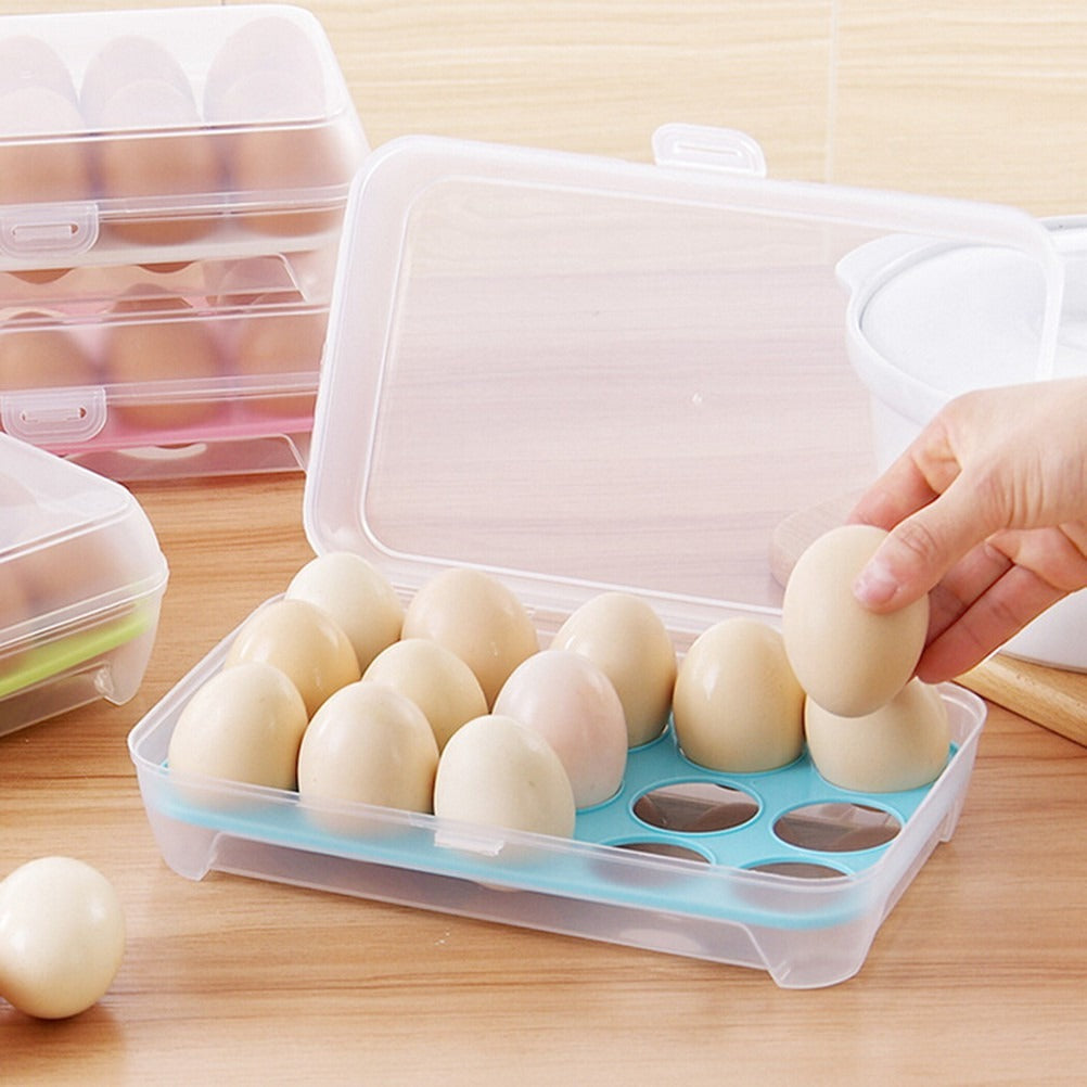 15-Grid Egg Storage Box with Lockable Lid