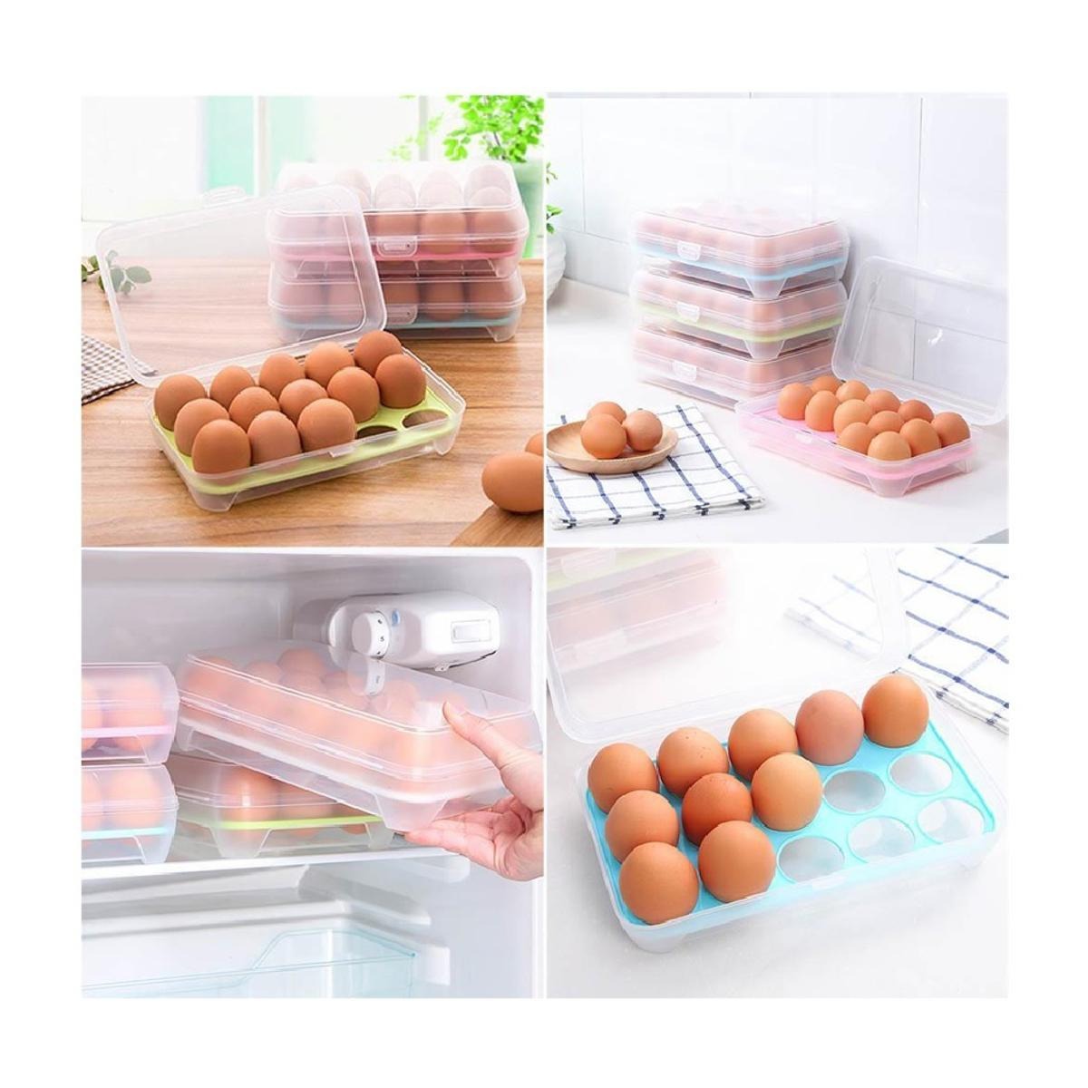 15-Grid Egg Storage Box with Lockable Lid