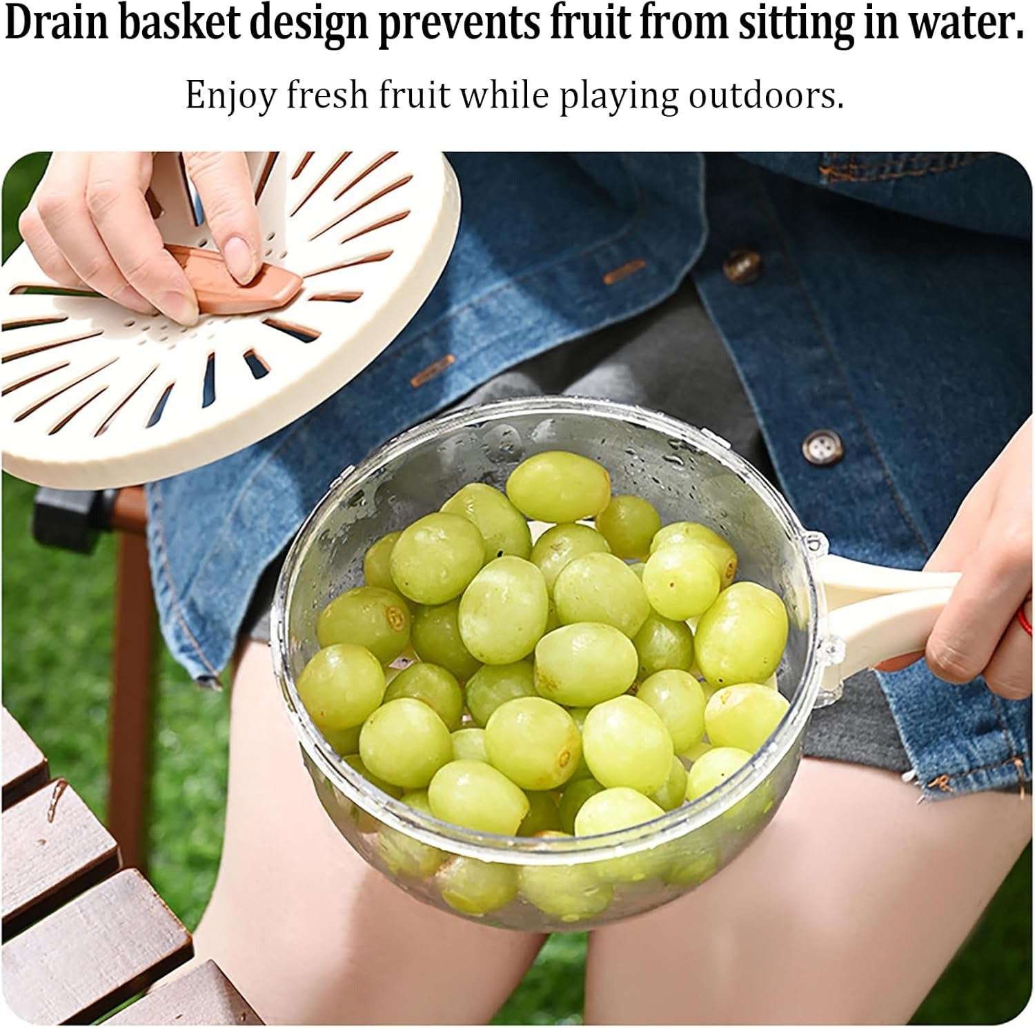 Dual-Layer Fruit & Veg Drain Basket – With Lid