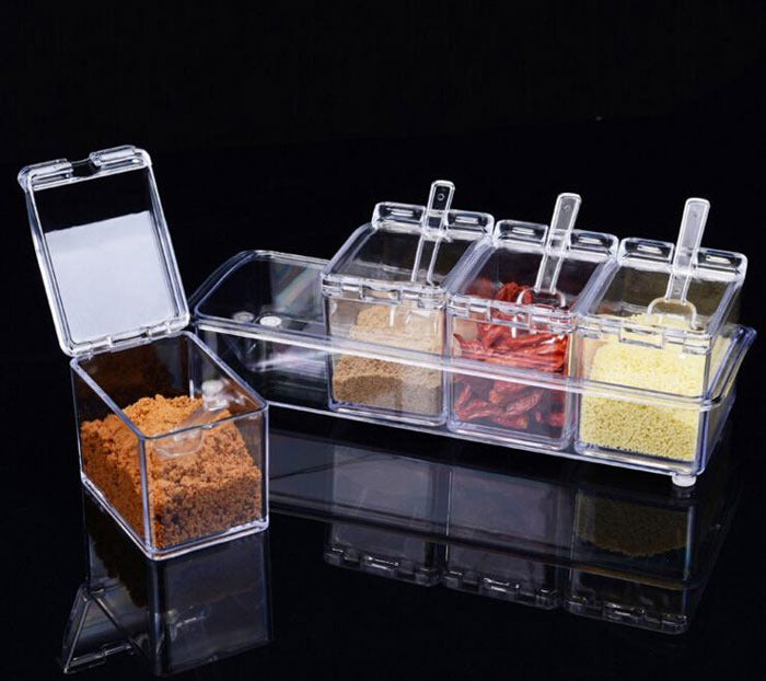 Crystal 4-Compartment Spice Box