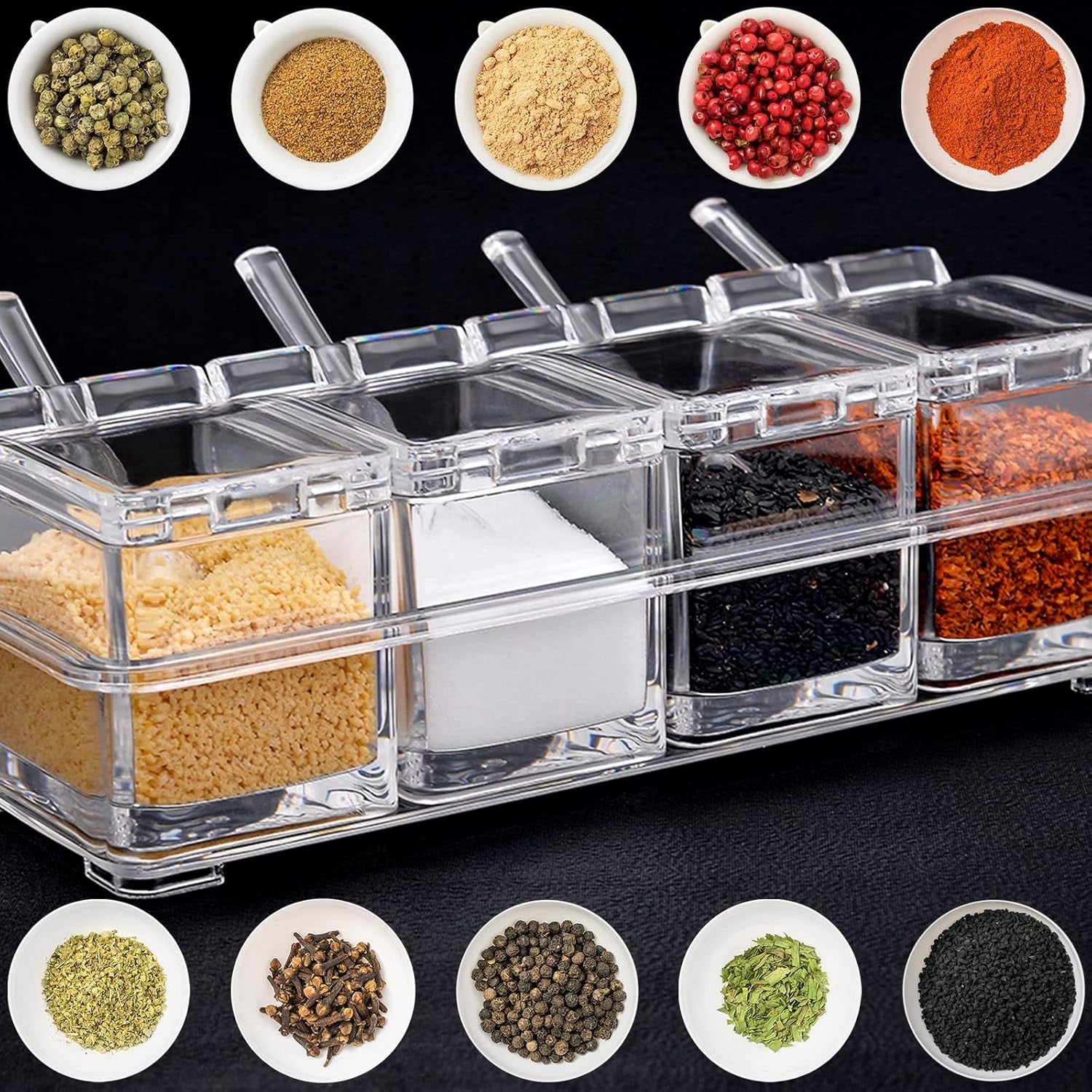 Crystal 4-Compartment Spice Box