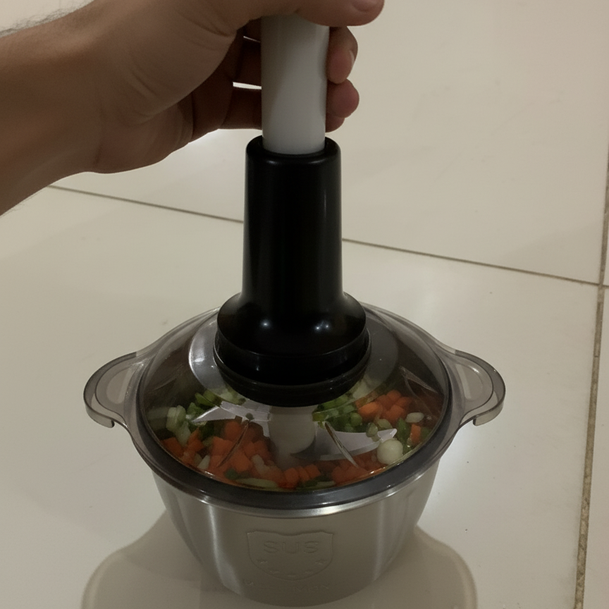Manual 2L Multi-Function Food Processor – Hand-Push Grater & Chopper