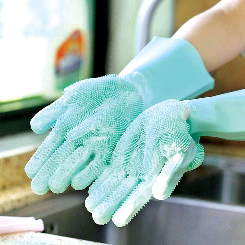 Reusable Cleaning Gloves with Scrubber
