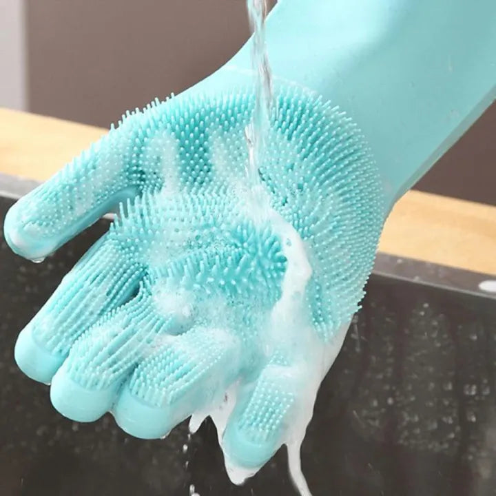 Reusable Cleaning Gloves with Scrubber